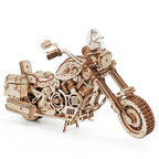 Wooden motorcycle model on a white background