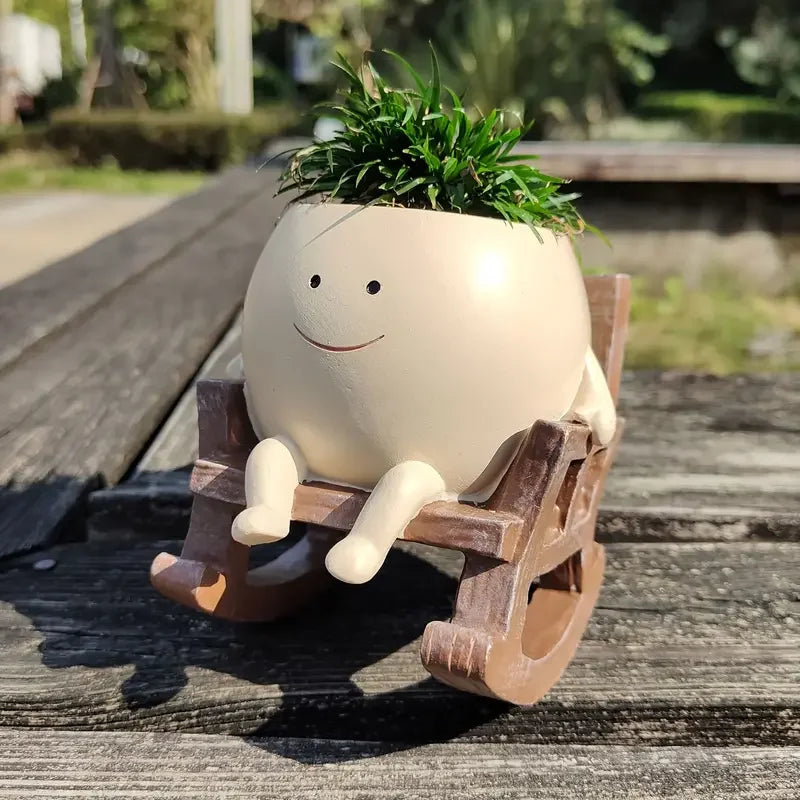 Smiley Rocking Chair Flower Pot – Whimsical Planter & Unique Gift
