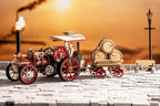 18th Steam Locomotive 3D puzzle with a sunset background