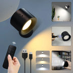 Portable LED Wall Light – 360° Rotatable, Dual Light, Touch & Remote Control