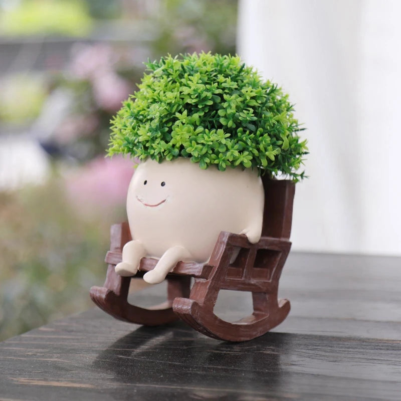 Smiley Rocking Chair Flower Pot – Whimsical Planter & Unique Gift