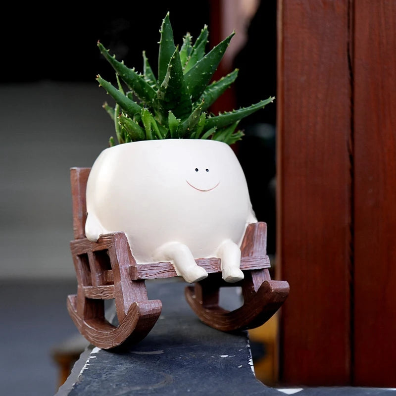 Smiley Rocking Chair Flower Pot – Whimsical Planter & Unique Gift