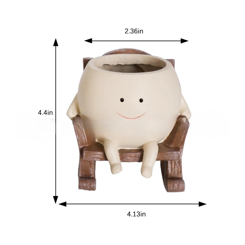 Smiley Rocking Chair Flower Pot – Whimsical Planter & Unique Gift