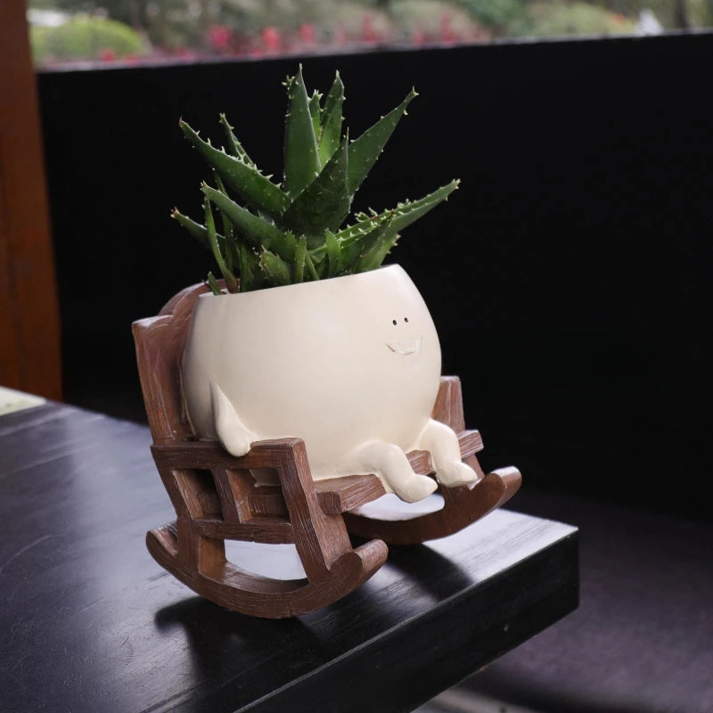 Smiley Rocking Chair Flower Pot – Whimsical Planter & Unique Gift